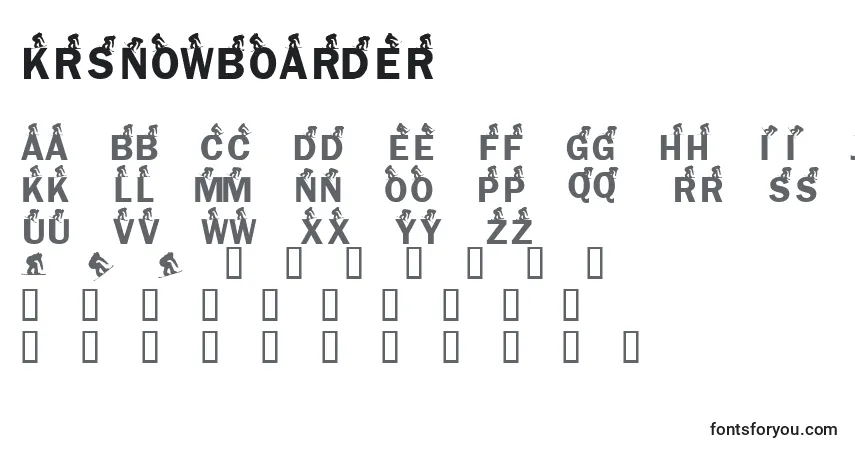 A fonte KrSnowboarder – alfabeto, números, caracteres especiais