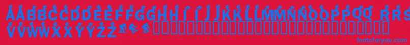 フォントKrSnowboarder – 赤い背景に青い文字