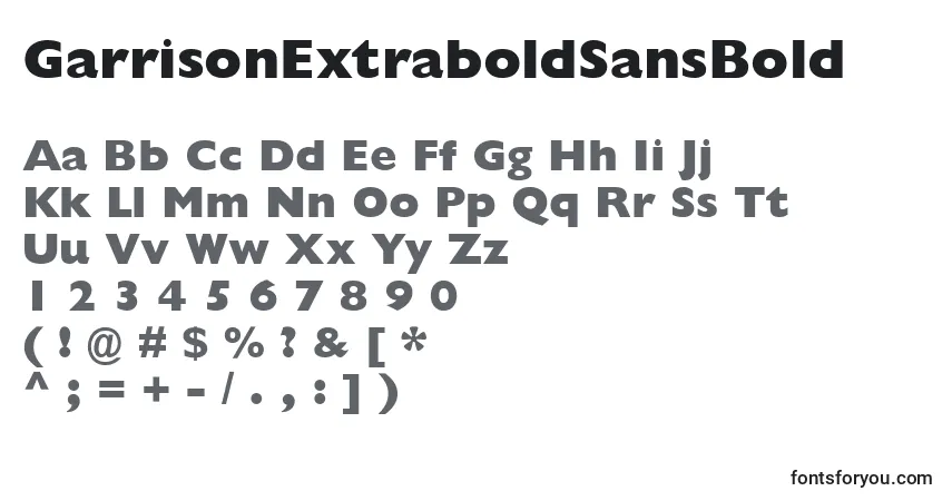 Schriftart GarrisonExtraboldSansBold – Alphabet, Zahlen, spezielle Symbole