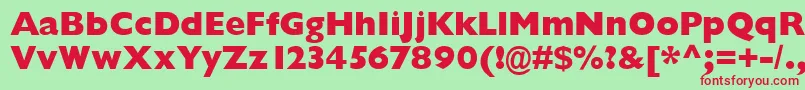 GarrisonExtraboldSansBold-fontti – punaiset fontit vihreällä taustalla