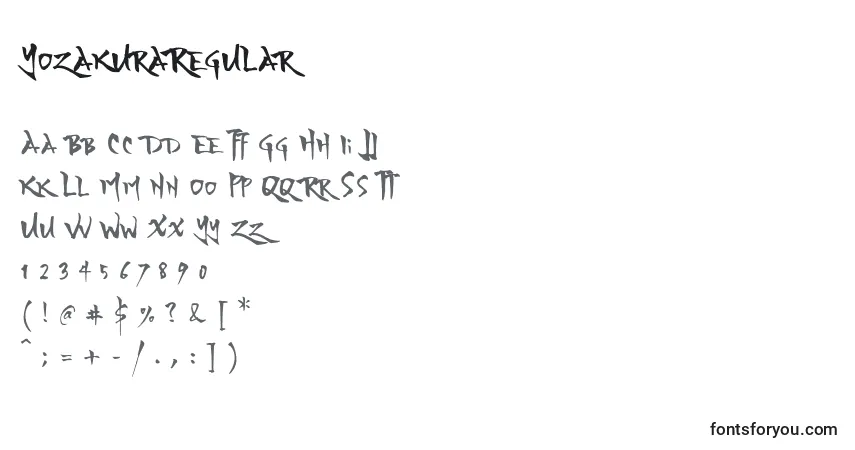 Schriftart YozakuraRegular – Alphabet, Zahlen, spezielle Symbole