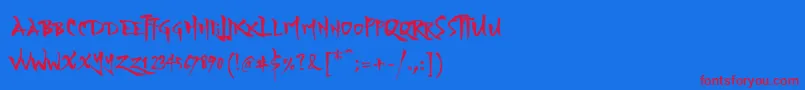 YozakuraRegular Font – Red Fonts on Blue Background