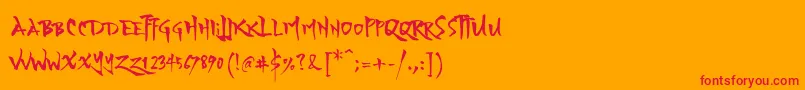 YozakuraRegular Font – Red Fonts on Orange Background