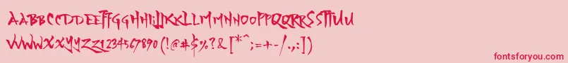 YozakuraRegular-Schriftart – Rote Schriften auf rosa Hintergrund