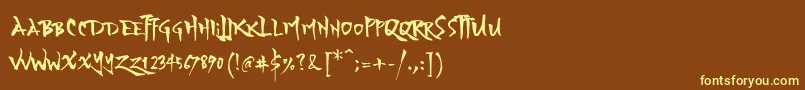 YozakuraRegular Font – Yellow Fonts on Brown Background