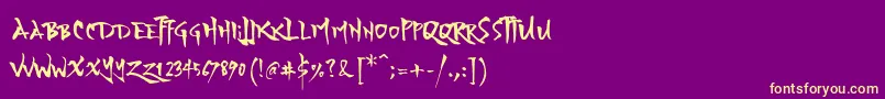 YozakuraRegular Font – Yellow Fonts on Purple Background