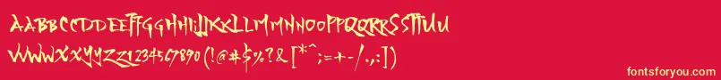 YozakuraRegular Font – Yellow Fonts on Red Background