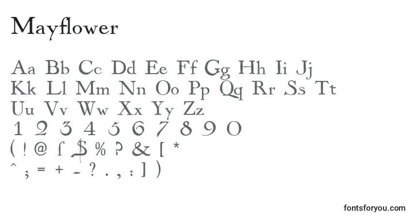 A fonte Mayflower – alfabeto, números, caracteres especiais