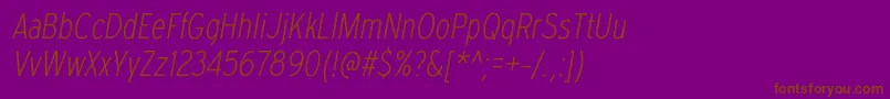 フォントExpresswaycdxlItalic – 紫色の背景に茶色のフォント