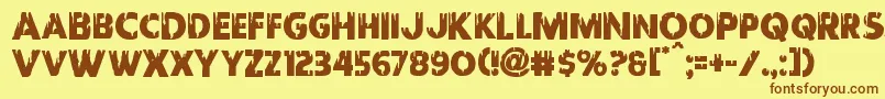 フォントRedundeadshift – 茶色の文字が黄色の背景にあります。