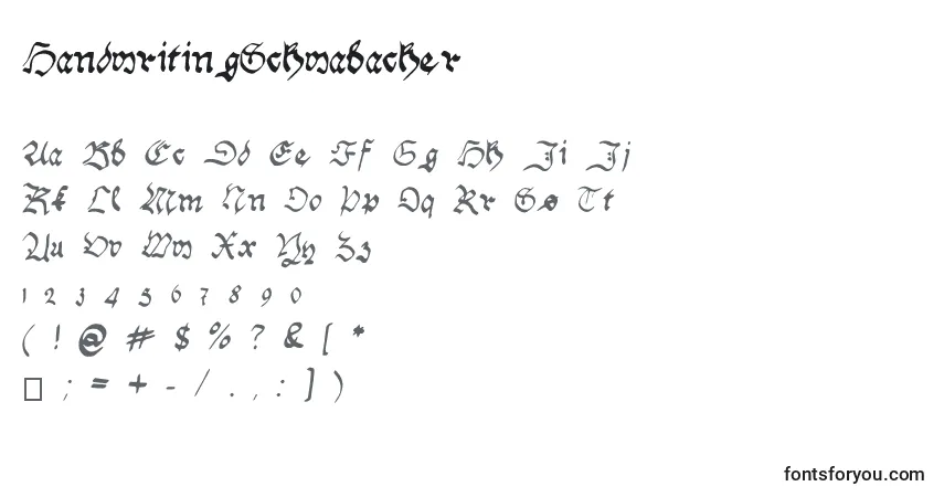 A fonte HandwritingSchwabacher – alfabeto, números, caracteres especiais