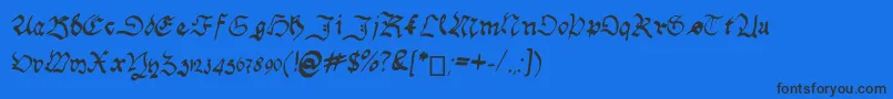 HandwritingSchwabacher Font – Black Fonts on Blue Background