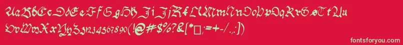 フォントHandwritingSchwabacher – 赤い背景に緑の文字