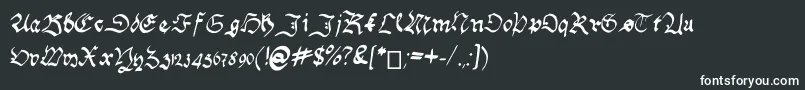 HandwritingSchwabacher-fontti – valkoiset fontit mustalla taustalla