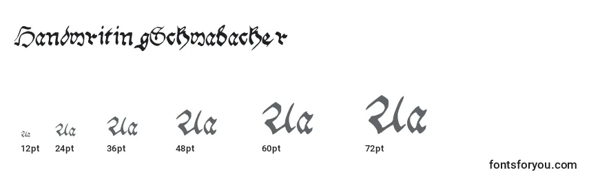 Размеры шрифта HandwritingSchwabacher