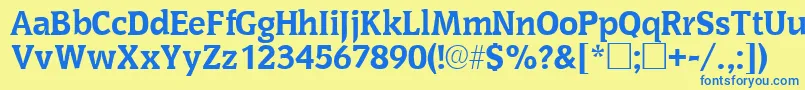 OritsskRegular-Schriftart – Blaue Schriften auf gelbem Hintergrund