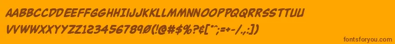 Fonte Buddychampionboldital – fontes marrons em um fundo laranja