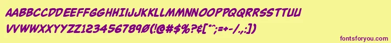 Buddychampionboldital Font – Purple Fonts on Yellow Background