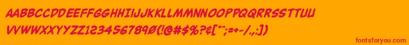 Buddychampionboldital-Schriftart – Rote Schriften auf orangefarbenem Hintergrund