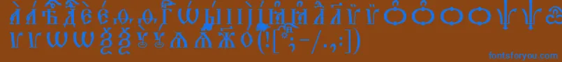 フォントTriodionCapsUcsSpacedout – 茶色の背景に青い文字