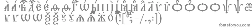 TriodionCapsUcsSpacedout-fontti – harmaat kirjasimet valkoisella taustalla