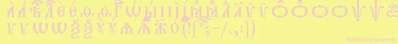 Fonte TriodionCapsUcsSpacedout – fontes rosa em um fundo amarelo