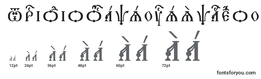 Größen der Schriftart TriodionCapsUcsSpacedout