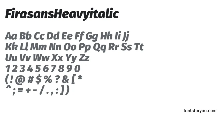 Schriftart FirasansHeavyitalic – Alphabet, Zahlen, spezielle Symbole