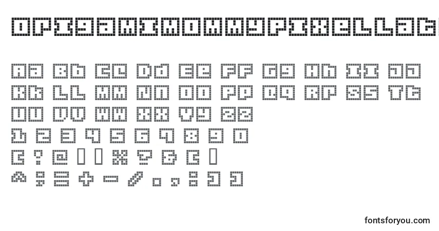 Czcionka OrigamiMommyPixellated – alfabet, cyfry, specjalne znaki