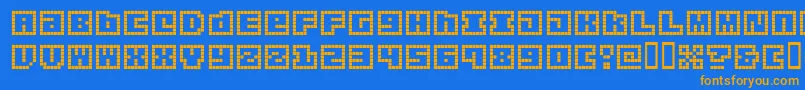 OrigamiMommyPixellated Font – Orange Fonts on Blue Background
