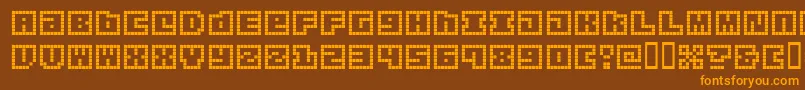 Fonte OrigamiMommyPixellated – fontes laranjas em um fundo marrom