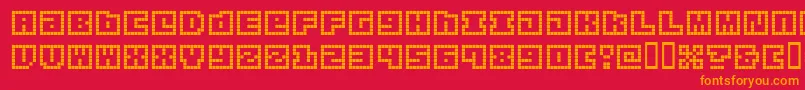 OrigamiMommyPixellated Font – Orange Fonts on Red Background