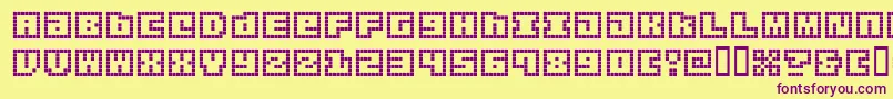 OrigamiMommyPixellated Font – Purple Fonts on Yellow Background