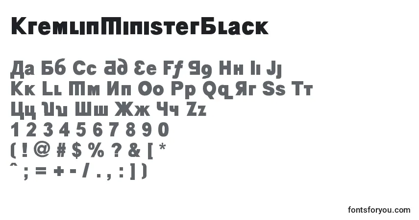 A fonte KremlinMinisterBlack – alfabeto, números, caracteres especiais