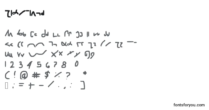 Schriftart Shorthand – Alphabet, Zahlen, spezielle Symbole