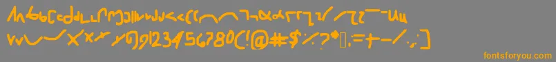 フォントShorthand – オレンジの文字は灰色の背景にあります。