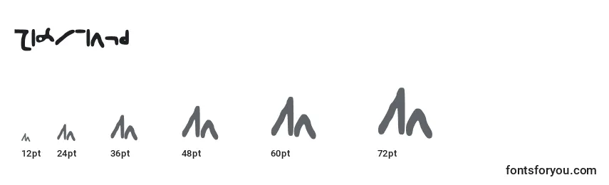 Größen der Schriftart Shorthand