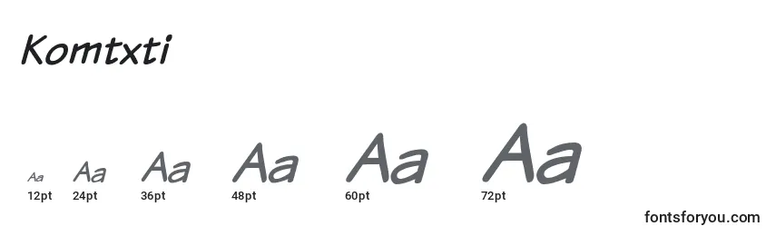 Размеры шрифта Komtxti