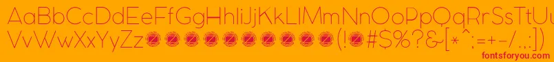 CocomatUltralightTrial-Schriftart – Rote Schriften auf orangefarbenem Hintergrund