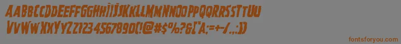 フォントGhoulishintentmangleital – 茶色の文字が灰色の背景にあります。