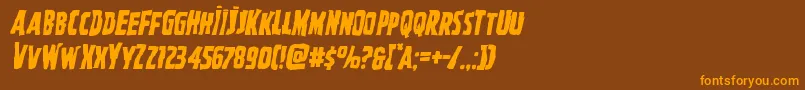 Ghoulishintentmangleital-Schriftart – Orangefarbene Schriften auf braunem Hintergrund