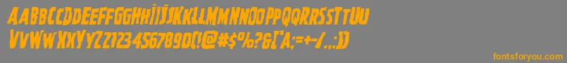 フォントGhoulishintentmangleital – オレンジの文字は灰色の背景にあります。