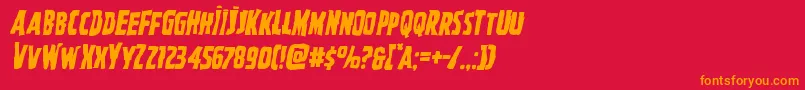 フォントGhoulishintentmangleital – 赤い背景にオレンジの文字