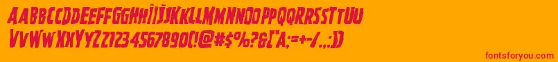 Ghoulishintentmangleital-Schriftart – Rote Schriften auf orangefarbenem Hintergrund