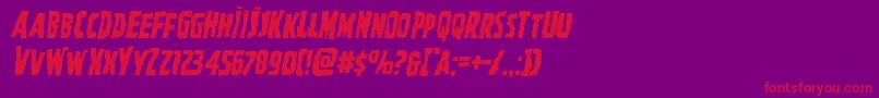 Ghoulishintentmangleital-Schriftart – Rote Schriften auf violettem Hintergrund