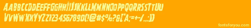 Ghoulishintentmangleital-Schriftart – Gelbe Schriften auf orangefarbenem Hintergrund