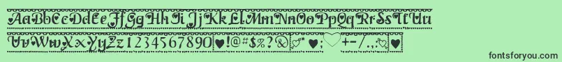 Fonte Valentine1 – fontes pretas em um fundo verde