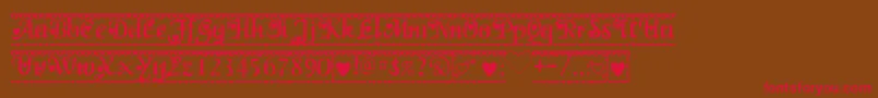 Valentine1-Schriftart – Rote Schriften auf braunem Hintergrund