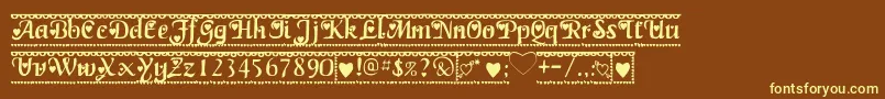 Valentine1 Font – Yellow Fonts on Brown Background