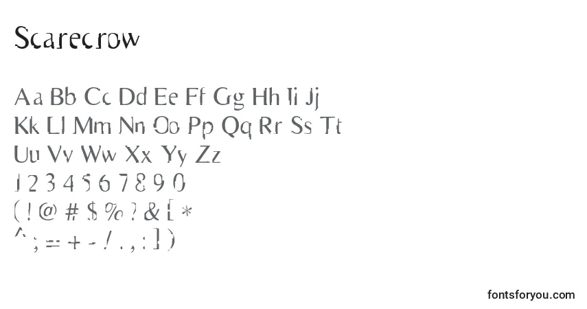 Czcionka Scarecrow – alfabet, cyfry, specjalne znaki